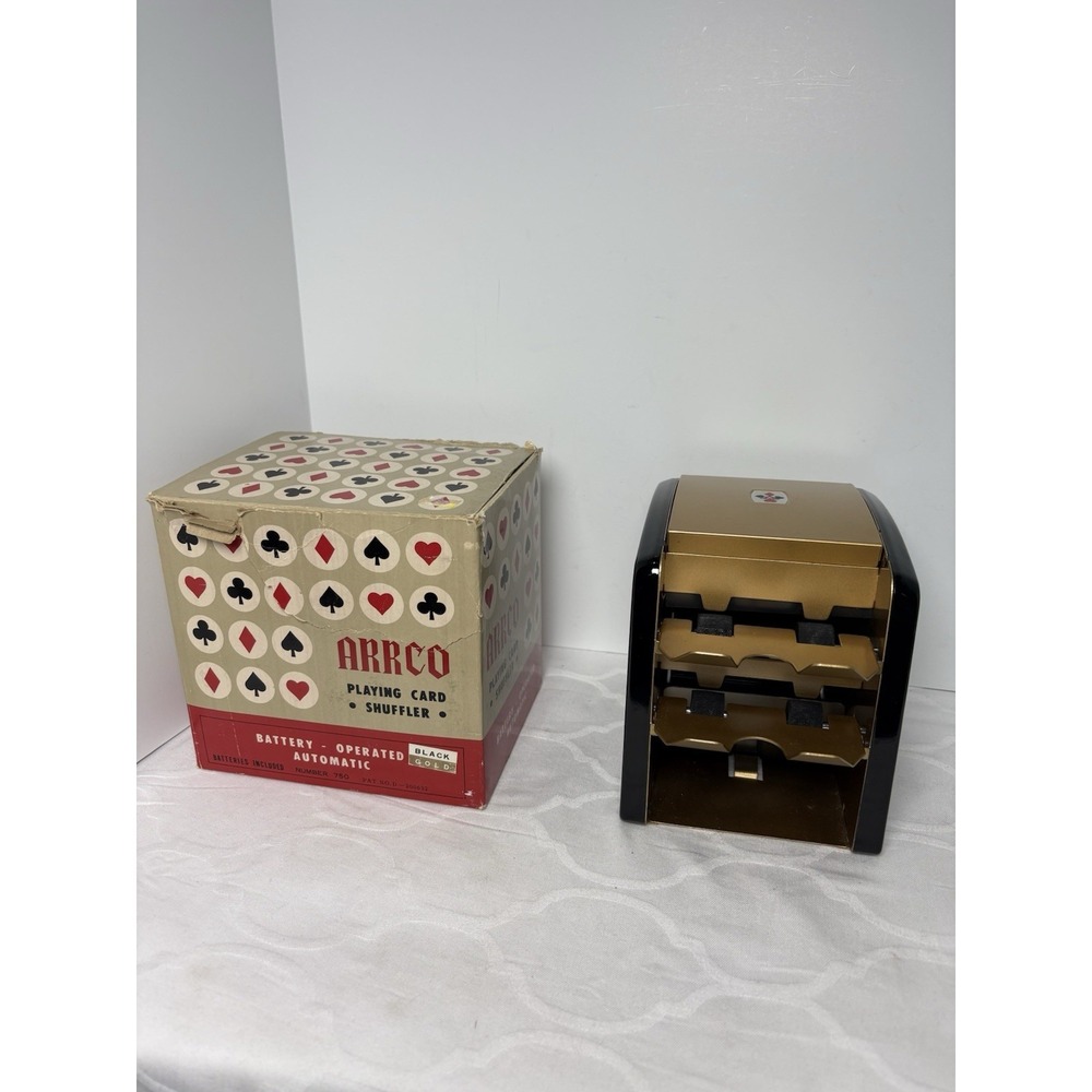 Vintage ARRCO 1960s Black/Gold Battery Operated  Card Shuffler Tested